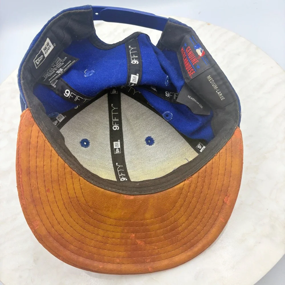 VTG New Era‎ Kansas City Royals Hat Mens M/L Blue 9FIFTY Snapback Faux Leather